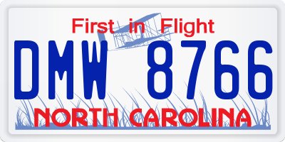 NC license plate DMW8766