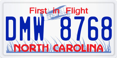 NC license plate DMW8768