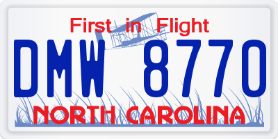 NC license plate DMW8770