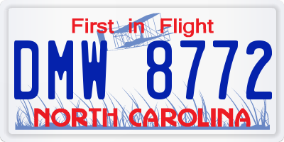 NC license plate DMW8772