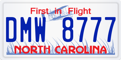 NC license plate DMW8777