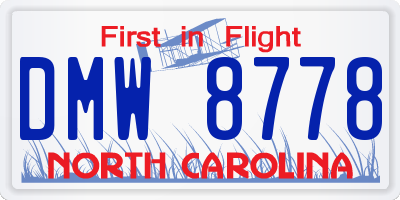 NC license plate DMW8778