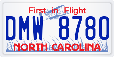 NC license plate DMW8780