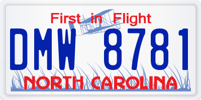 NC license plate DMW8781