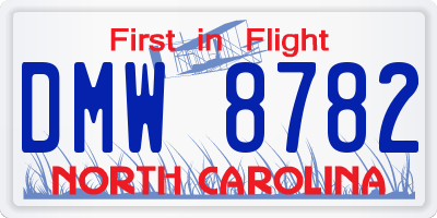 NC license plate DMW8782