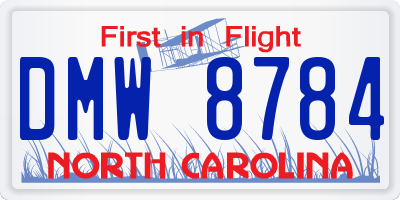 NC license plate DMW8784