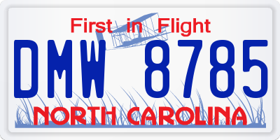 NC license plate DMW8785