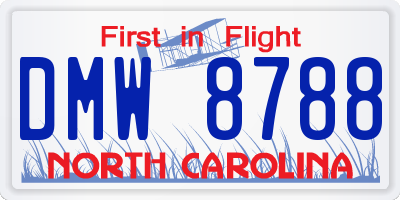 NC license plate DMW8788