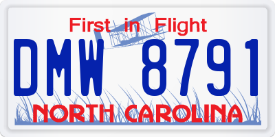 NC license plate DMW8791