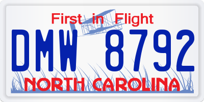 NC license plate DMW8792