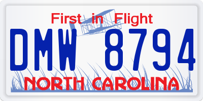NC license plate DMW8794