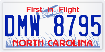 NC license plate DMW8795