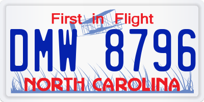 NC license plate DMW8796