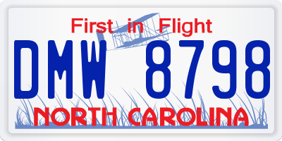 NC license plate DMW8798