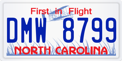 NC license plate DMW8799