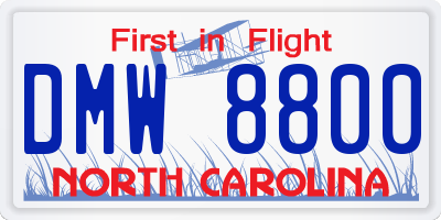 NC license plate DMW8800