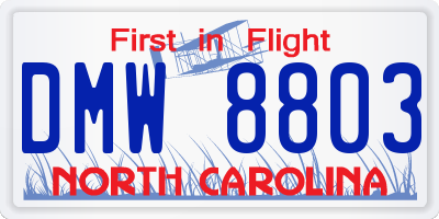 NC license plate DMW8803