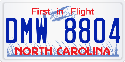 NC license plate DMW8804