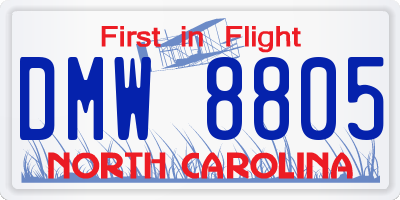 NC license plate DMW8805