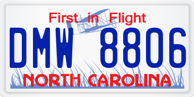 NC license plate DMW8806