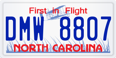 NC license plate DMW8807