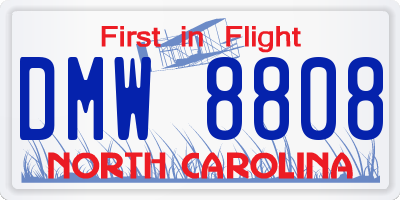 NC license plate DMW8808