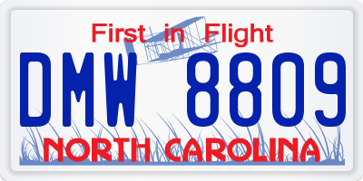 NC license plate DMW8809