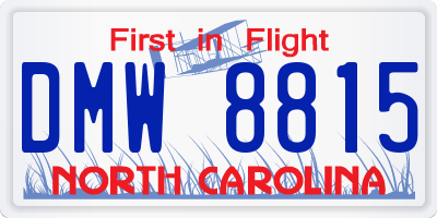 NC license plate DMW8815