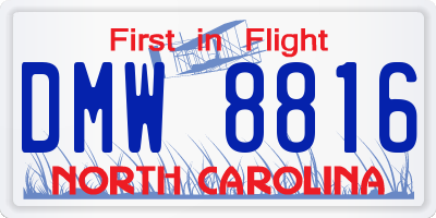 NC license plate DMW8816