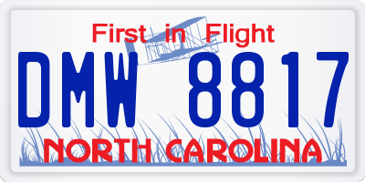 NC license plate DMW8817