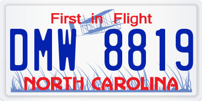 NC license plate DMW8819