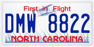 NC license plate DMW8822