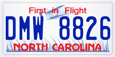 NC license plate DMW8826