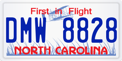 NC license plate DMW8828