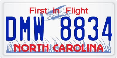 NC license plate DMW8834