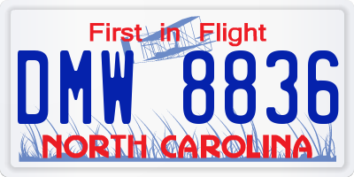 NC license plate DMW8836