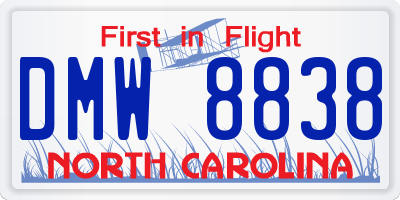 NC license plate DMW8838