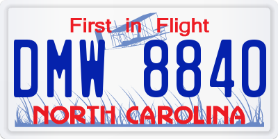 NC license plate DMW8840