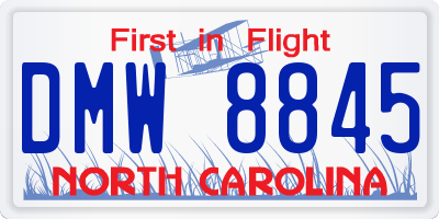 NC license plate DMW8845