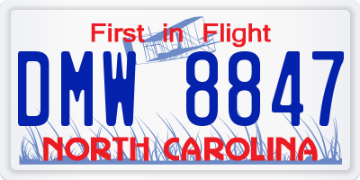 NC license plate DMW8847