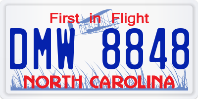 NC license plate DMW8848