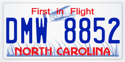 NC license plate DMW8852