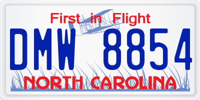 NC license plate DMW8854