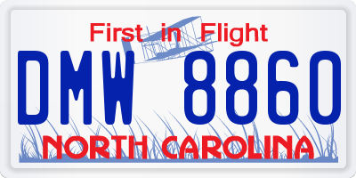 NC license plate DMW8860