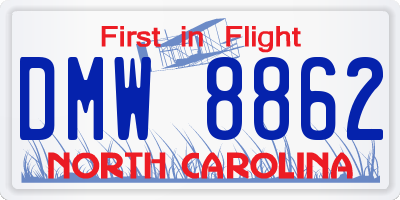 NC license plate DMW8862