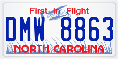 NC license plate DMW8863