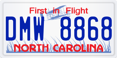 NC license plate DMW8868