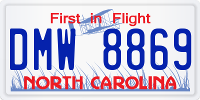 NC license plate DMW8869