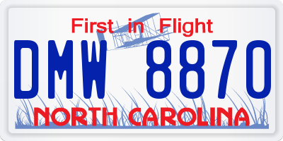 NC license plate DMW8870