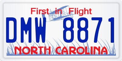 NC license plate DMW8871